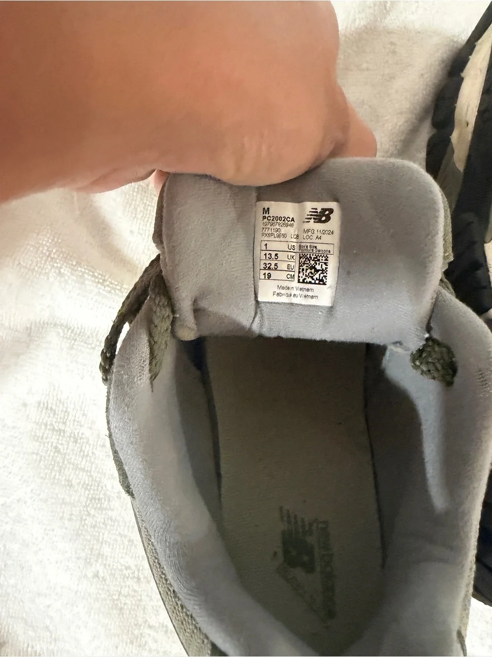 New Balance Kids Olive Green and Gray Sneakers